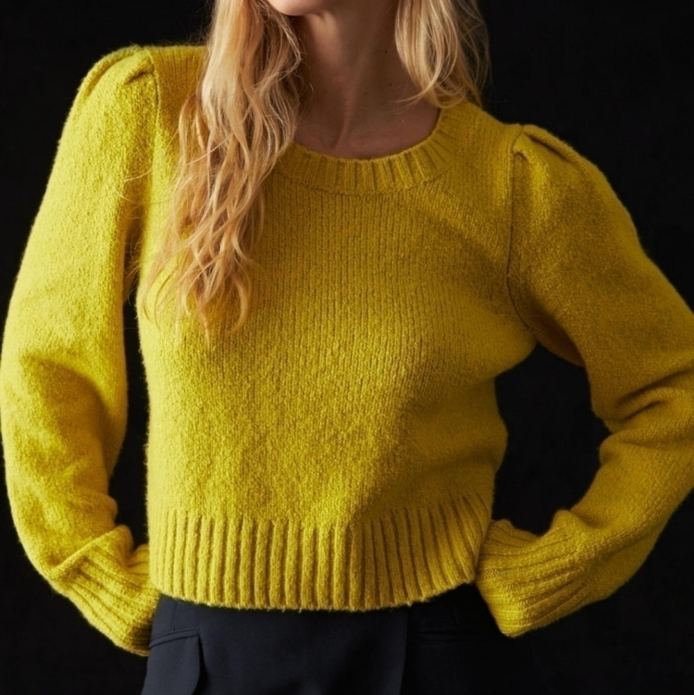 MAEVE BY ANTHROPOLOGIE CREWNECK PUFF SLEEVE SWEATER SIZE XXS